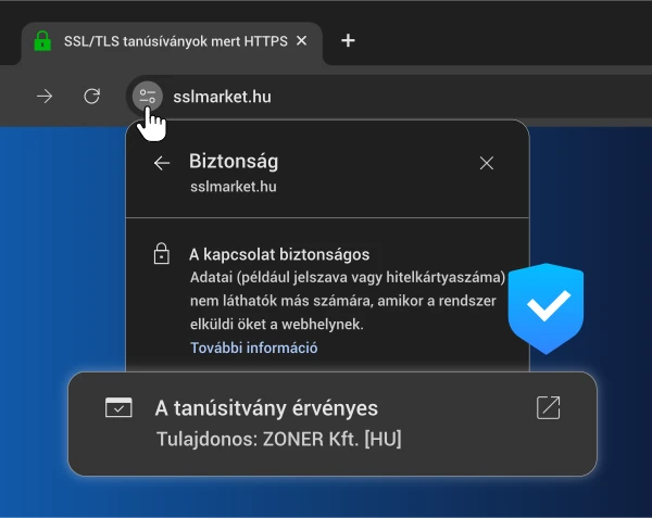 Az EV tanúsítvány megjelenítése a böngészőben Az EV tanúsítvány megjelenítése a böngészőben