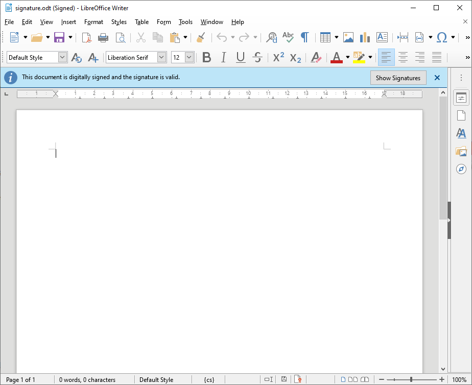 Aláírás Open/LibreOffice-ban